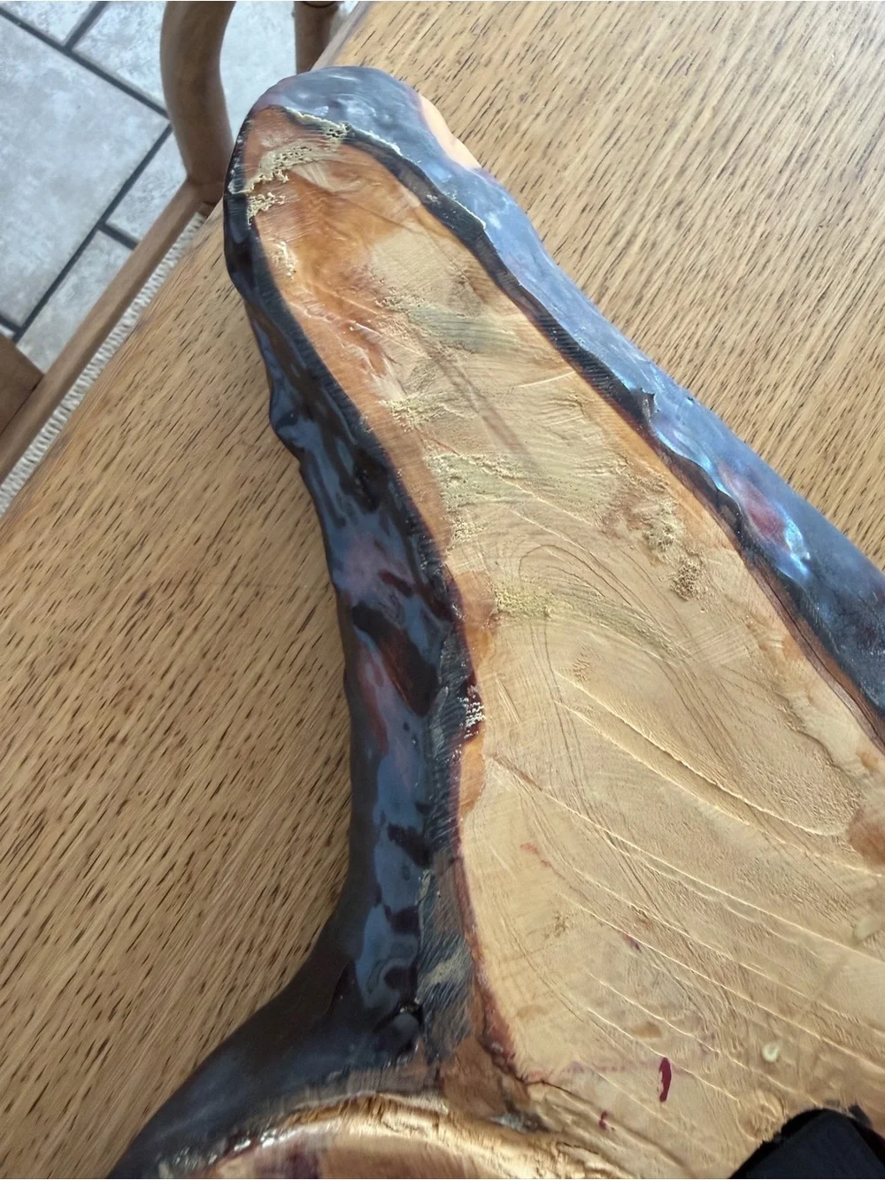 Handcrafted Amber Wood Resin Wall Clock - 'Once Day At A Time'
